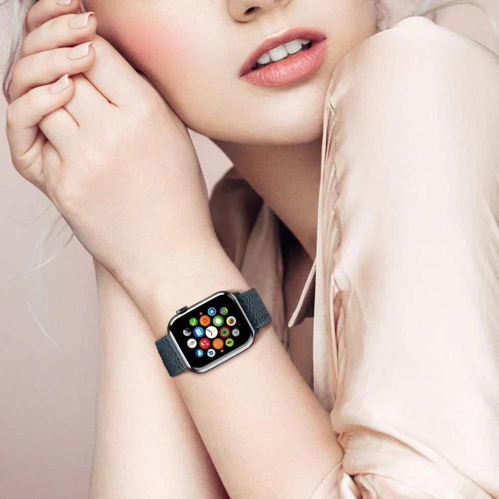 NEW Adjustable Navy Braided Solo Loop For Apple Watch